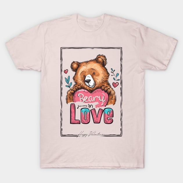 Adorable Beary in Love Teddy Bear T-Shirt: Hugs and Kisses! T-Shirt by Abystoic